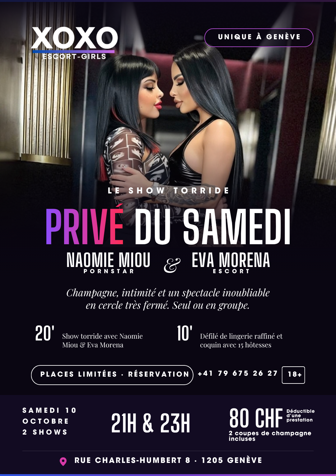 Saturday Private — Naomie Miou &amp; Eva Morena — Saturday, October 10, 9:00 p.m. &amp; 11:00 p.m., 8 Rue Charles-Humbert, Geneva